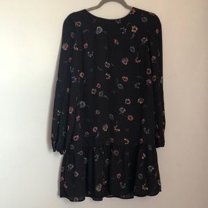 Black floral dress with bottom ruffle/bell sleeves